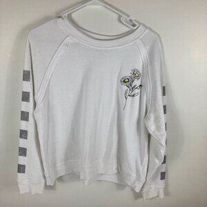 Womens Grayson Threads Daisy Checkered Light Sweatshirt White Black XL